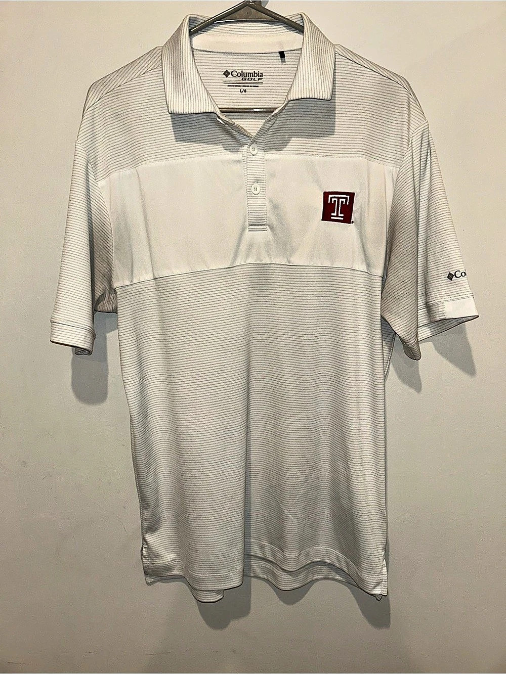 Columbia Golf Temple Owls Club Invite Polo Men's Striped Polo Lg